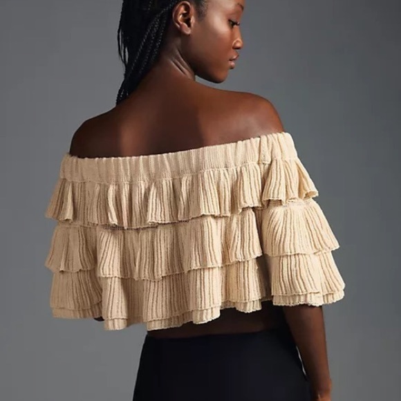 Anthropologie MABLE Off The Shoulder Ruffle Top L - Picture 4 of 5